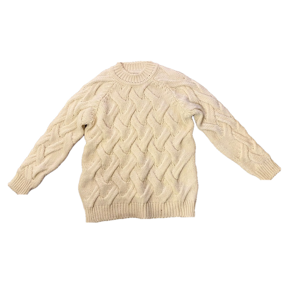 Cocogio Sweater Made in Italy Cream Wool Blend Big Chunky Knit Size Large